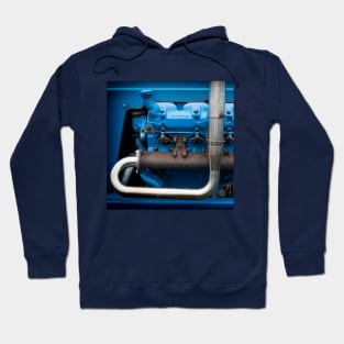 Blue Tractor Motor, vintage engine portraits for man caves Hoodie